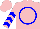 Silk - Pink, blue circle, blue chevrons on sleeves, pink cap
