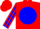 Silk - Red body, blue disc, red arms, blue striped, red cap, blue red