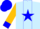 Silk - Light blue, gold v-sash, blue star stripe and cuffs on gold sleeves, gold star on blue cap
