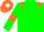 Silk - Green body, orange epaulettes, green arms, orange armlets, orange cap, white star