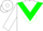 Silk - White, green triangular panel, green diamond emblem
