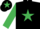 Silk - Black, Emerald Green star, sleeves and star on cap.