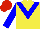 Silk - Yellow body, blue chevron, blue arms, red cap