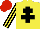 Silk - Yellow, black cross of lorraine, striped sleeves, red cap