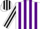 Silk - White and Purple stripes, White and Black striped sleeves and cap.