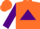 Silk - Orange, orange 'guess?' on purple triangle, purple blocks on sleeves