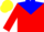 Silk - red, blue yoke, red sleeves, yellow cap