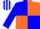Silk - Blue and orange (quartered), blue and white striped cap