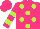 Silk - Hot pink, lime green dots, lime green bars on sleeves, hot pink cap