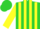 Silk - Lime green, yellow circled p, yellow stripes on sleeves, lime green cap
