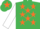 Silk - emerald Green Body, Orange Stars, White Arms, emerald Green Cap, Orange Star