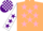Silk - Beige, pink stars, white sleeves, purple stars, purple and white check cap