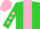 Silk - Lime green, pink stripe, pink diamonds on sleeves, pink cap