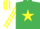 Silk - Emerald Green, Yellow star, White and Yellow striped sleeves and cap.