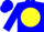 Silk - Blue, black 'gd' on yellow ball, blue cap