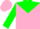 Silk - Pink, green yoke and 'lew', green sleeves, pink cap