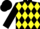 Silk - Black and yellow diamonds, 'eac' on black sleeves, black cap