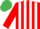 Silk - Red and White stripes, Red sleeves, Emerald Green cap.