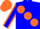 Silk - Blue body, orange large spots, blue arms, orange seams, orange cap, blue hooped