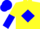 Silk - Yellow body, blue diamond, yellow arms, blue halved, blue cap