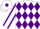 Silk - White body, purple three diamonds, white arms, purple seams, white cap, purple diamond