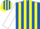 Silk - Royal Blue and Yellow stripes, White sleeves.