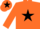 Silk - Orange, Black star and star on cap.