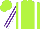 Silk - Lime green, white braces, purple and white stripes on sleeves