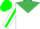 Silk - White, emerald green yoke, white sleeves, green stripe, green cap