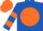 Silk - royal blue, orange ball, orange hoops on sleeves, orange cap