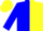 Silk -  blue and yellow blocks, white, blue and yellow halved cap