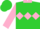 Silk - Lime green, deep pink diamond hoop and collar, pink diamond hoop on sleeves, lime cap, pink button