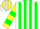 Silk - White, yellow and green stripes, 'r'  horseshoes, yellow and green bars on sleeves