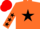 Silk - Orange, black star & stars on sleeves, red cap