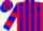 Silk - Red and blue stripes, red bars on sleeves