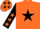Silk - Dayglo orange, black star, black sleeves,dayglo orange stars,dayglo orange cap,black stars