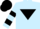 Silk - LIGHT BLUE, BLACK yolk, black inverted triangle, hooped sleeves, BLACK cap