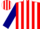 Silk - Red, white stripes, navy blue sleeves