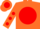 Silk - Orange, orange g on red ball, red dots on sleeves