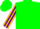 Silk - Green, gold bordered purple emblem, purple vertical stripe on sleeves