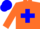 Silk - Orange,  blue trim, blue cross bars front & back, mat cap