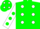 Silk - Green, white spots, white sleeves, green spots, green cap, white spots