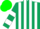 Silk - Hunter green and white stripes, green sleeves, white hoop, green cap, white cross