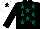 Silk - Black, dark green stars, white cap, black star