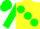 Silk - yellow, large green spots, green sleeves and cap