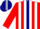 Silk - Red & white stripes, silver horseshoe, navy blue 'j&g' navy blue panel, red sleeves