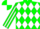 Silk - Green And White Diamonds, Green Sleeves, White Stripes, Green And White quartered Cap