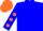 Silk - Teal blue, orange dots on sleeves, orange cap