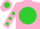 Silk - Light pink, light pink 'd' on lime green ball, lime green dots on sleeves