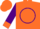 Silk - Orange, orange 'b' on purple circle, orange stars and cuffs on purple sleeves